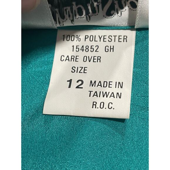 Ship 'N Shore Women's Size 12 Long Sleeve Button Up Ruffle Neck Blouse Green - Picture 7 of 9